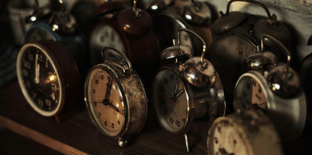 photo of analog alarm clock lot